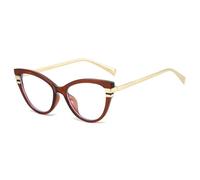 RRNTTTM Fashion Cat Eye Anti Blue Light Glasses For Women Color Patchwork Designer Eyeglasses Frame,Brown
