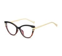 RRNTTTM Fashion Cat Eye Anti Blue Light Glasses For Women Color Patchwork Designer Eyeglasses Frame,Black Leopard