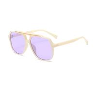 RRNTTTM Fashion Minimalist Sunshade Sun Glasses Retro Double Beam Pilot Eyeglasses UV Protection Female,beige white purple,one