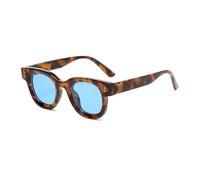 RRNTTTM Fashion Retro Sunglasses Glass Elliptical Frame Thickened Small Frame Minimalist Design Sun Glasses Street Shoot,hawksbill blue,one