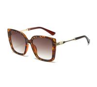RRNTTTM Luxury Fashion Leopard-print thin frame Oversized Women Sunglasses Gradient Color Glasses Men Sun Glasses UV400,Leopard Tea,one