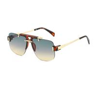 RRNTTTM Luxury Half Frame Leopard Gradient Women Sunglasses Retro Double Beam Metal Design Trendy Men Sun Glasses UV400,Leopard green,one