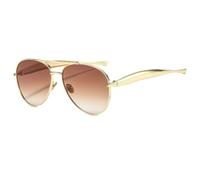 RRNTTTM Luxury Retro Big Frame Oval Women Sunglasses Gold Tea Clear Lens Pilot Shades Uv400 Men Oversized Sun Glasses(Gold gradient tea)