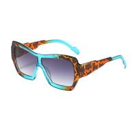 RRNTTTM Luxury Retro Color Blocked Large Frame Women Sunglasses Gradient Lenses Leopard Print Frames Men Sun Glasses Uv400(Leopard blue grey)