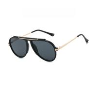 RRNTTTM Luxury Retro Oversized Big Frame Women Sunglasses Gradient Tea Color Oval Pilot Shades UV400 Cool Men Sun Glasses,Black Black