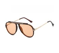 RRNTTTM Luxury Retro Oversized Big Frame Women Sunglasses Gradient Tea Color Oval Pilot Shades UV400 Cool Men Sun Glasses,dark brown champang