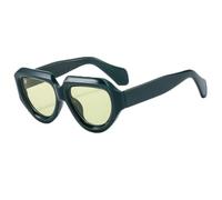 RRNTTTM Luxury Retro Thick Frame Round Women Sunglasses Black Blue Color Cat Eye Pilot Shades Uv400 Cool Men Oversized Sun Glasses(Green green)