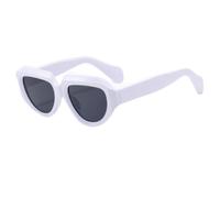 RRNTTTM Luxury Retro Thick Frame Round Women Sunglasses Black Blue Color Cat Eye Pilot Shades Uv400 Cool Men Oversized Sun Glasses(White gray)