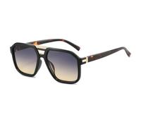 RRNTTTM Retro Double Beam Leopard Print Gradient Women Sunglasses Contrast Color Frame Design Men Casual Glasses Uv400(black grey tea)