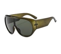 RRNTTTM Retro Frame Women Sunglasses Tea Color Oversized Pilot Shades UV400 Cool Men One Piece Sun Glasses,Green,Green
