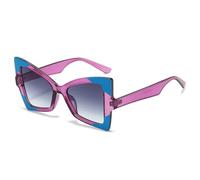 RRNTTTM Retro Leopard Print Gradient Cat Eye Women Sunglasses Color Contrast Frame Design Punk Style Men Sun Glasses Uv400(blue purple grey)