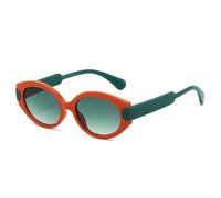 RRNTTTM Retro Leopard Print Gradient Cat Eye Women Sunglasses Contrast Color Frame Trendy Leisure Men Sun Glasses Uv400(range green)