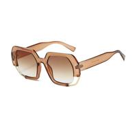 RRNTTTM Retro Leopard Print Gradient Oval Men and Women Sunglasses Personality Frame Anti-UV Sun Glasses UV400,Brown Tea,one