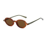 RRNTTTM Retro Small Round Frame Eyewear Double Gold Rivet Styling Sunglasses,Tea