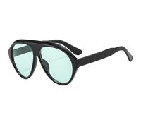 RRNTTTM Vintage Oversized Flat Top Oval Sunglasses Women Designer Popular Sun Glasses Punk Outdoor Driving Eyeglasses UV400,black green