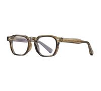 RRNTTTM Vintage Rivets Sunglasses Metal Core Temple Retro Anti-blue Light Eyeglasses Frames Uv400(Olive Clear)