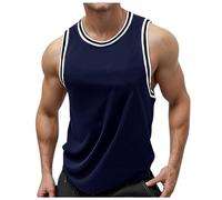 Rrongwn Axel Men's Tank Top Comfortable Slim Fit Quick Dry Sleeveless Functional T-Shirt Classic Bodybuilding Gym Sports, Marine, S
