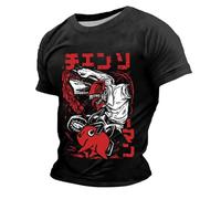 Rrongwn Chainsaw-Man T-Shirt Men's Makima Print Fashion T-Shirt Loose Short Sleeve Shirt Anime Cotton T-Shirts Hip Hop Sport Y2K Streetwear Lightweight Tee Top, 02 black, S