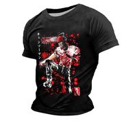 Rrongwn Chainsaw-Man T-Shirt Men's Makima Print Fashion T-Shirt Loose Short Sleeve Shirt Anime Cotton T-Shirts Hip Hop Sport Y2K Streetwear Lightweight Tee Top, 01 black, M