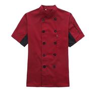 Rrongwn Chef's Jacket for Men & Women Slim Chef's Jacket with Press Studs Men's Modern Style Baker's Jacket Professional Chef Uniform Short Sleeve Chef Clothing with Chest Pocket, hot pink, M