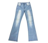 Rrongwn Jeans Men's Flared Jeans Flare Jeans Wash Out Retro Punk Full Length Bootcut Flared Trousers Casual Trousers with Zip Street Fashion, lightblue, M