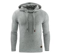 Rrongwn Men's Hooded Sweatshirt Long Sleeve Waffle Hoodie Long Sleeve Jacquard Hooded Pullover Leisure Hoodie Comfortable and Stylish Sweatshirt Warm Long Sleeve Drawstring Sweatshirt, lightgrey, M
