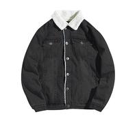Rrongwn Men's Lined Denim Jacket Fleece Winter Sherpa Western Cowboy Coat Keep Warm Tool Windproof Thick Trucker Jeans Outwear Windproof Winter Coat