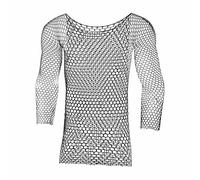 Rrongwn Men's Mesh Fishnet Transparent Long Sleeve T-Shirt Muscle Transparent Shirts Long Sleeve Mesh Undershirt Sexy Fetish Party Clubwear Round Collar Mesh Shirt Sexy Muscle Shirt, black, One Size