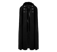 Rrongwn Men's Robe with Hood Halloween Costume Steampunk Gothic Tailcoat Uniform Monk Priest Costumes Vampire Cape Red Renaissance Hooded Cape Victorian Hoodies Wizard Priest Robe, black, One Size