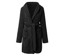 Rrongwn Men's Teddy Fleece Dressing Gown Soft Warm Loungewear Elasticated Sleepwear Cotton Kimono Waffle Dressing Gown Slim Fit Sauna Gown, black, XL