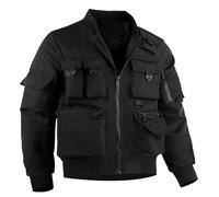 Rrongwn Outdoor Jacket Men's Water-Repellent Military Jacket Warm Windproof Functional Jacket Lightweight Cargo Jacket Breathable Work Jacket with Many Pockets Casual Cycling Jacket, black, XL