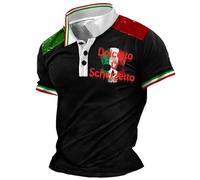 Rrongwn Polo Shirt Men's Italian Flag Print T-Shirt Halloween Costume Loose Short Sleeve Shirt Fashion Hip Hop Vintage T-Shirts Comfortable Muscle Shirt Loose Streetwear, Black (black 1), S