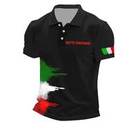Rrongwn Polo Shirt Men's Short Sleeve Italian Flag Print T-Shirt Lightweight Fitness Shirt Cotton Golf T-Shirt Casual Muscle Shirts Vintage Sports Shirts Cool Summer Shirt, Black (black 5), XL
