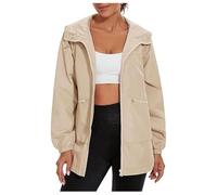Rrongwn Rain Jacket Women's Waterproof Windbreaker Breathable Softshell Jacket Ultralight Raincoat Sports Outdoor Jacket Lightweight Sports Jacket Windproof Running Jacket, khaki, M