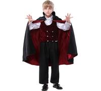 Rrongwn Vampire Costume Children's Halloween Cape and Vampire Teeth Dracula Cape and Vampire Teeth