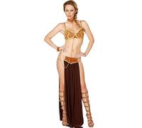 Rrongwn Women's Halloween Cosplay Outfits Sexy Costume Princess Slave Miss Manners Uniform Princess Leia Prisoner Adult Costume Sexy Evening Dresses Retro Gothic Cocktail Dress, black, XL