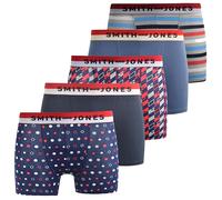 RRP £39.99 - Smith & Jones Designer 5 Pack Mens Cotton Stretch Boxer Shorts