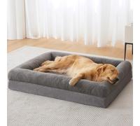 RRPETHOME Washable Dog Beds Large Sized Dog Couch, Extra Large Orthopedic Dogs Beds with Removable Cover, Waterproof Pet Bed with Bolsters, Pet Crate Bed with Non Slip Bottom, XL, Grey