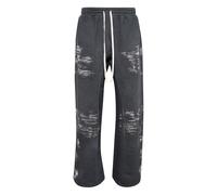 RRR123 Burn The Man drawstring-fastening print trousers - Grey S-L-XL