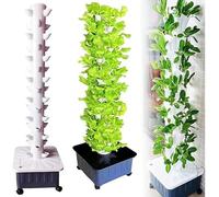 RRrawgff 15 Floors 45 Holes Hydroponics Tower, Aquaponics Grow System, Garden Tower Aeroponics Growing Kit for Herbs, Soilless Cultivation, Aeroponic Tower with Hydrating PUM Timer for Leafy Vegetabl