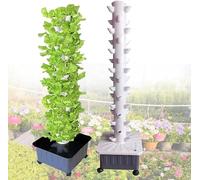 RRrawgff 15 Floors 45 Holes Hydroponics Tower Set Hydroponic Growing System, Detachable PP Colonization Cups, Tower with Pump and Movable Water Tank for Home Kitchen Gardening