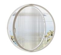 RRrawgff 360° Round Rotating Window, 23.6-39.4 Inch Flush Mount Shed Window with Aluminum Frame and Tempered Fluted Glass Casement Window, 1.2 Inch Depth(White,40 cm/15.7 in)