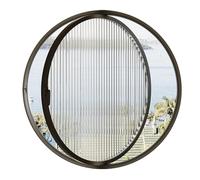 RRrawgff 360° Round Rotating Window, 23.6-39.4 Inch Flush Mount Shed Window with Aluminum Frame and Tempered Fluted Glass Casement Window, 1.2 Inch Depth(Black,70 cm/27.6 in)