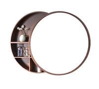 RRrawgff Bathroom Cabinet Wall Mount, Wall Mounted Round Medicine Cabinet | Round Wooden Mirror Cabinet with Storage, 2 in 1 Mirror Cabinets for Living Room Kitchen Bedroom