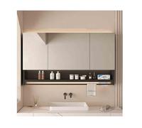 RRrawgff Bathroom Mirror Cabinet Wall Mounted Vanity Mirrored Cabinet Framed Wall Mirror Cabinet Wall Hanging Over Toilet Storage Cabinet With Mirror Door And Adjustable Shelf(Black,110cm/43.3in)