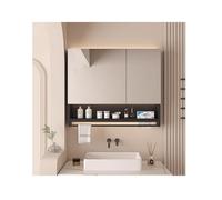 RRrawgff Bathroom Mirror Cabinet Wall Mounted Vanity Mirrored Cabinet Framed Wall Mirror Cabinet Wall Hanging Over Toilet Storage Cabinet With Mirror Door And Adjustable Shelf(Black,60cm/23.6in)