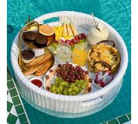RRrawgff Floating Pool Tray For Food And Drinks,Floating Tray For Pool,Floating Serving Tray,Environmentally Friendly Pe Teng,Load Bearing 5-7kg,For Spas Parties Weddings,black-80round