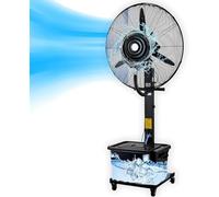 RRrawgff Industrial Pedestal Misting Fan, 42L Tank, 65cm Outdoor Air Cooler Fan, 90° Oscillation, 3 Speeds, 4 Portable Casters(25 inches)