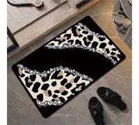 RRrawgff Leopard print diatom mud bathroom carpet entrance door mat, stain-resistant, water-absorbent and non-slip bathroom carpet decoration, suitable for doorways, indoor kitchens, and bathrooms(BL