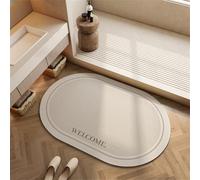 RRrawgff Oval Bathroom Mat, Absorbent Quick-drying Bathroom Carpet, Simple Cream Color Diatom Mud Mat, Non-slip Mildew-proof Rug, for Bedroom Kitchen Corridor Entrance Door (Style 1,80x120cm)